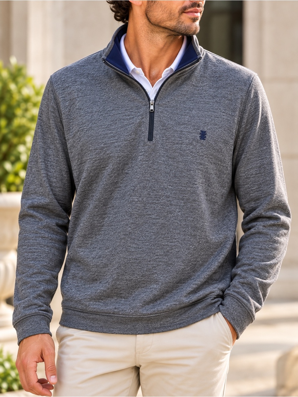 IZOD Advantage Performance Men's XXL Gray Stretch Quarter Zip Pullover #795
